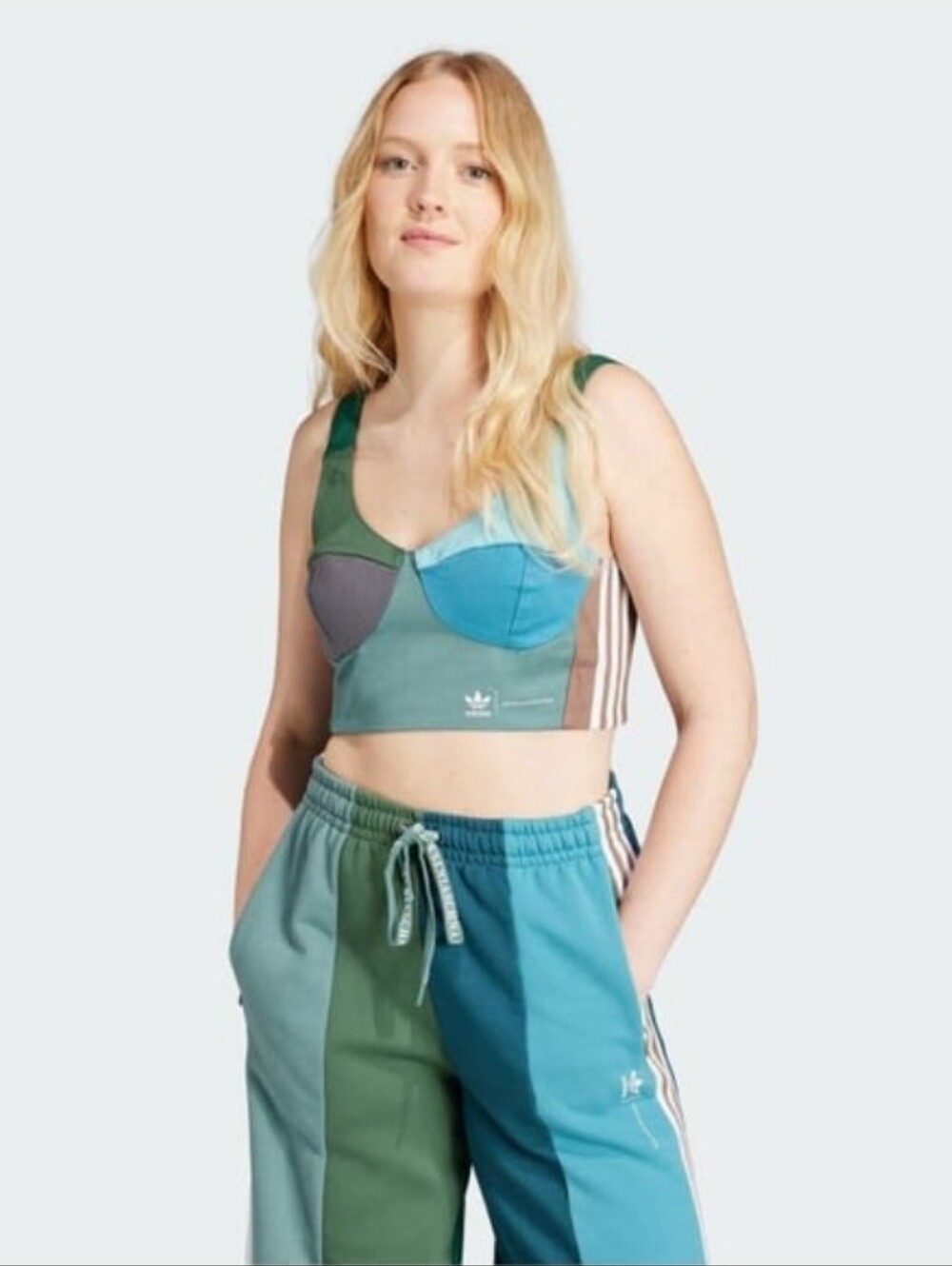 Adidas X KseniaSchnaider  Colorblock Bra Top ONLY Multi-colored Sz 18 Reg II0761